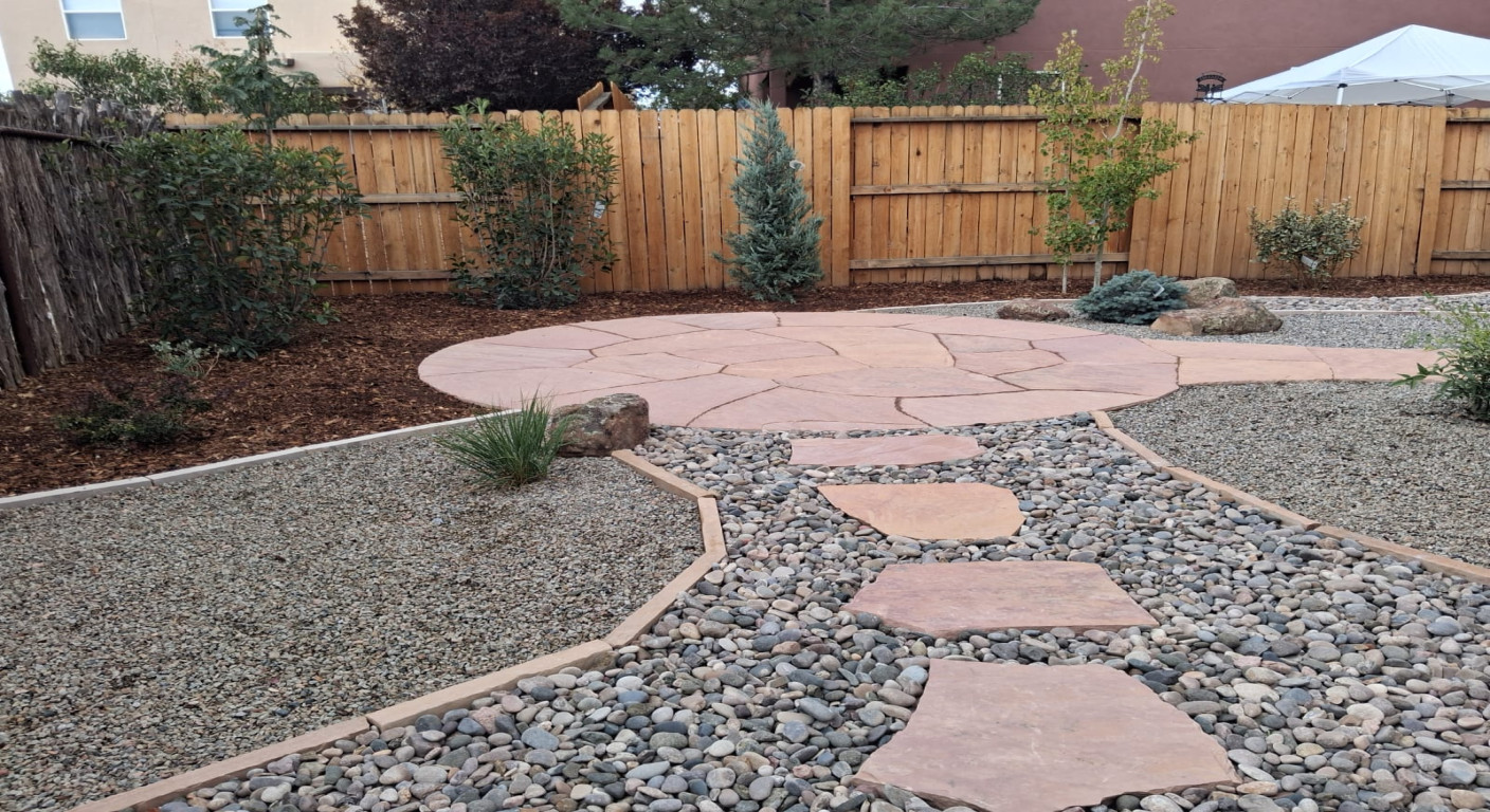 Desert Garden with Winding Flagstone and Circular Patio