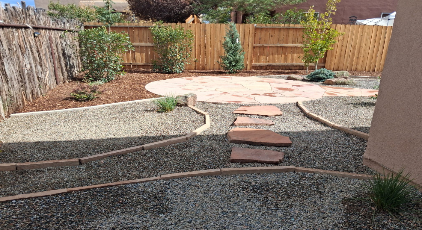Desert Garden with Winding Flagstone and Circular Patio